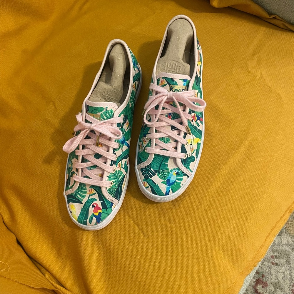 Keds Women's Leafy Print Sneakers - Green and Pink Size 8